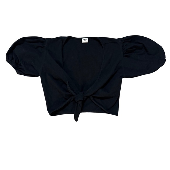 Sunday Best Tops - Aritzia Puff Sleeve Tie Up Crop Top